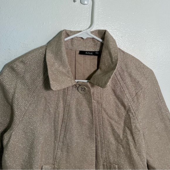 A.n.a. One Button Blazer Beige Silver Metallic M - Picture 2 of 8
